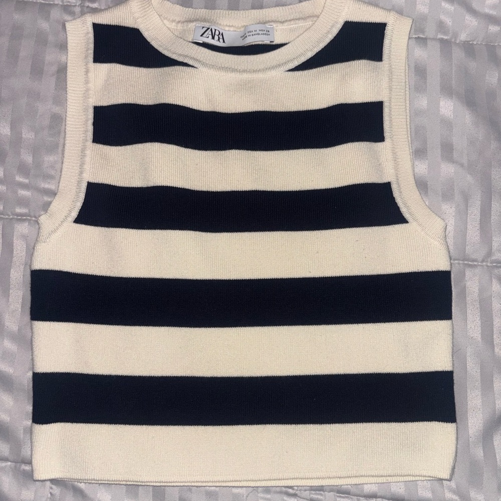 Zara Kids Black and White Striped Tank Top